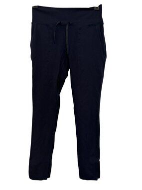 Adidas Womens Navy Jogger Pants With Ribbed Waist & Cuffs 14" flat lay waist